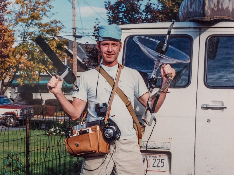 1989 - Lang with parabola and shotgun mics