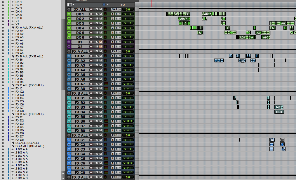 Organized Pro Tools session