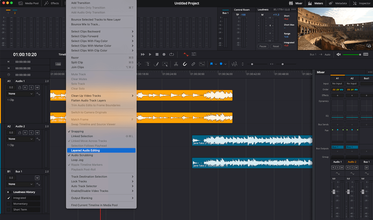 Audio Layering - DaVinci Resolve