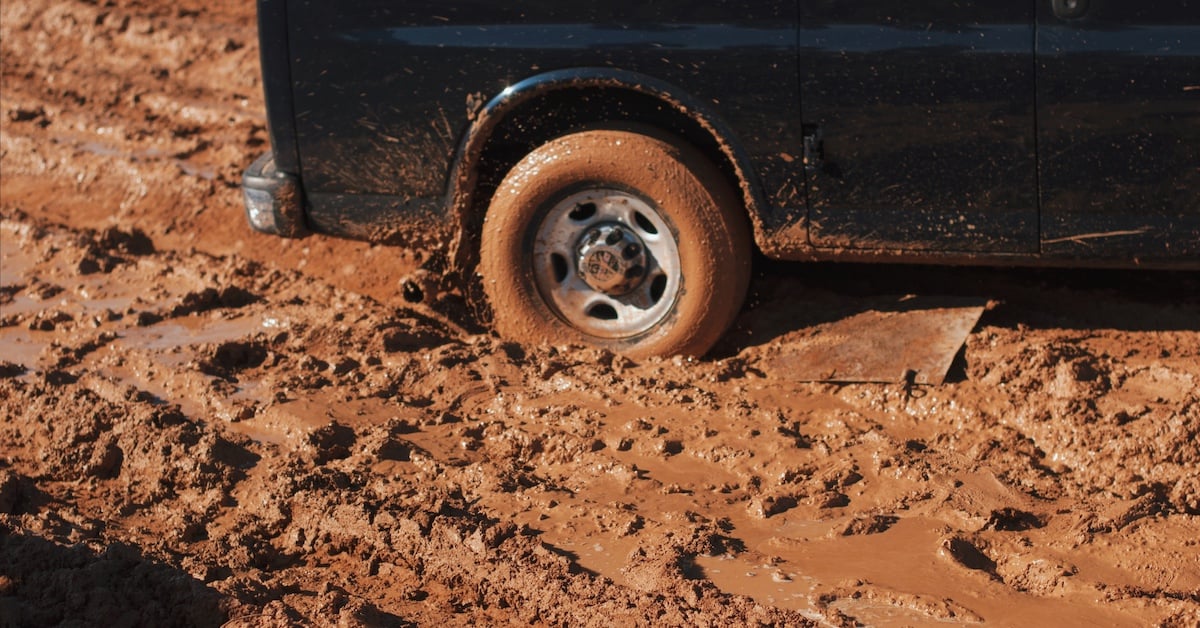 Car stuck in mud