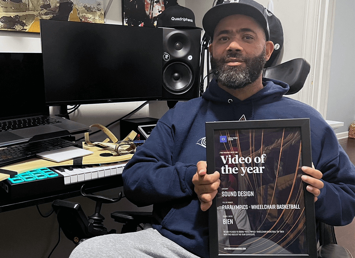 David Jeffers holding a Video of the Year - Sound Design award