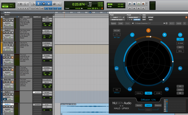 Halo Upmix Pro Tools Screenshot