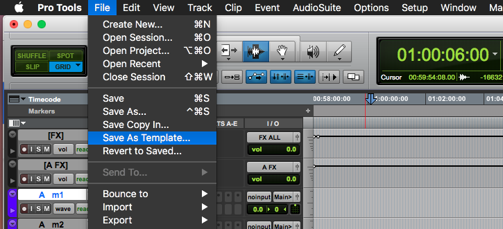 Pro Tools Session Template Save As