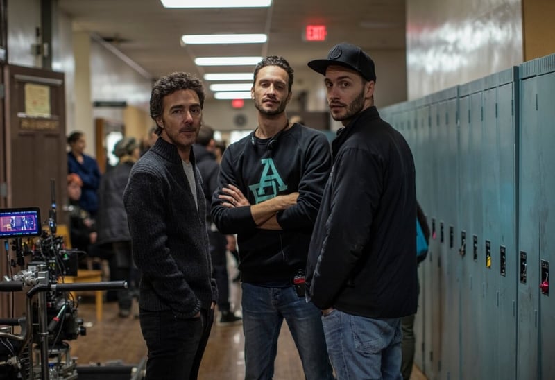 Shawn Levy, Jonathan Baker, and Josh Baker on the set of Kin