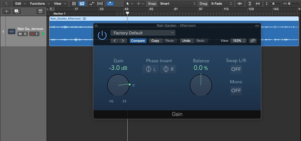 An example of adjusting loudness gain & balance