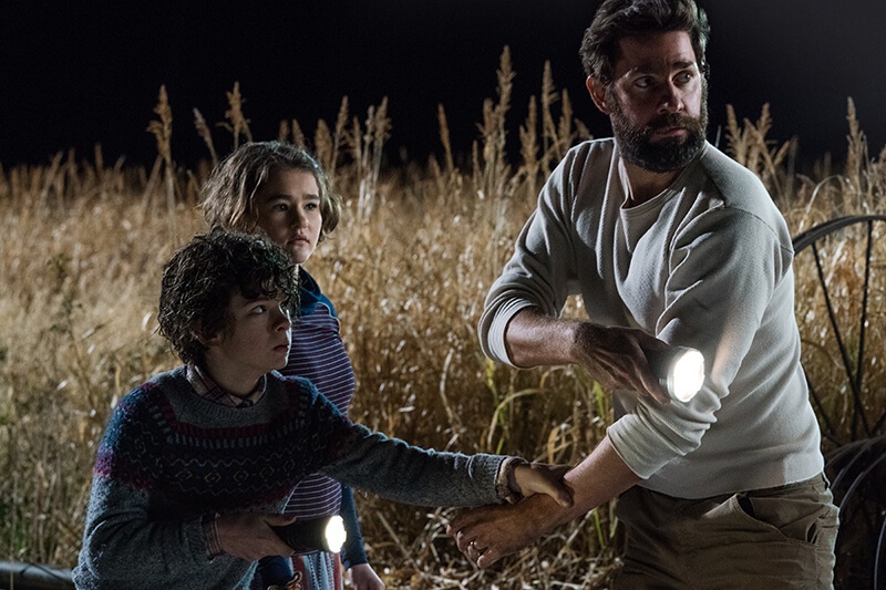 Left to right: Noah Jupe, Millicent Simmonds, John Krasinski